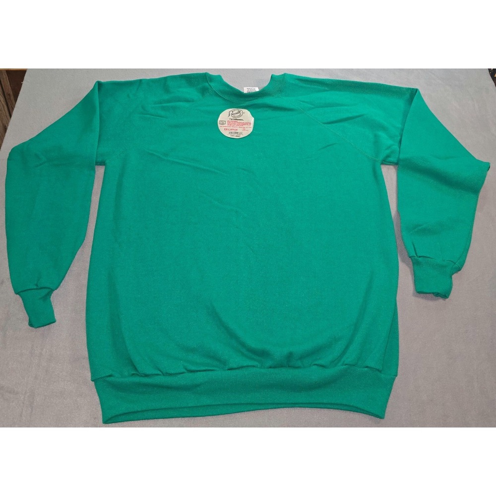 Vintage Pannill Blank Sweatshirt‎ Adult XXL Green Pullover Made in USA 90s NEW